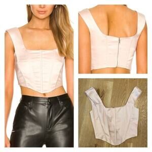 Revolve - More To Come Melany Satin Corset Crop Top in Blush Pink